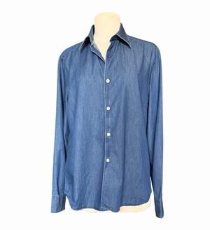 Tintoria Mattei 954 Italian Chambray Shirt Size 40 NWT Cotton Button Down